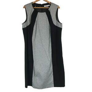 Peter Nygard Women's Black White Geometric Print Sleeveless Sheath Dress Size 16
